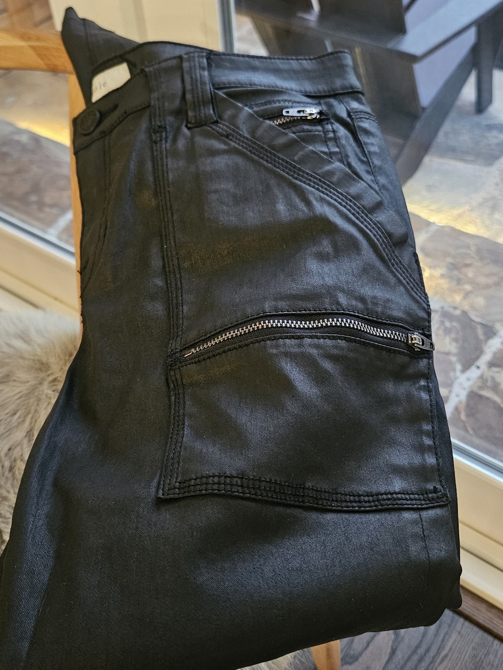 Joie Black Jeans with Zip Pocket Details